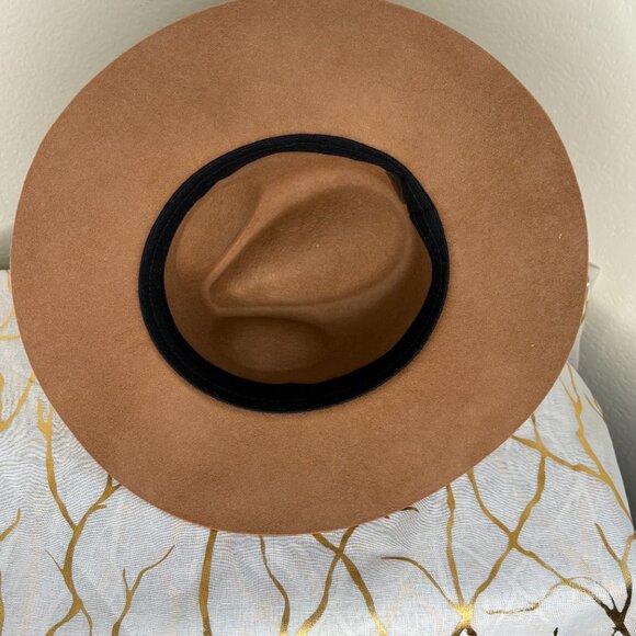 Camel Wool Fedora Hat | Velvet Band & Gold ‘M’ Accent main image 6